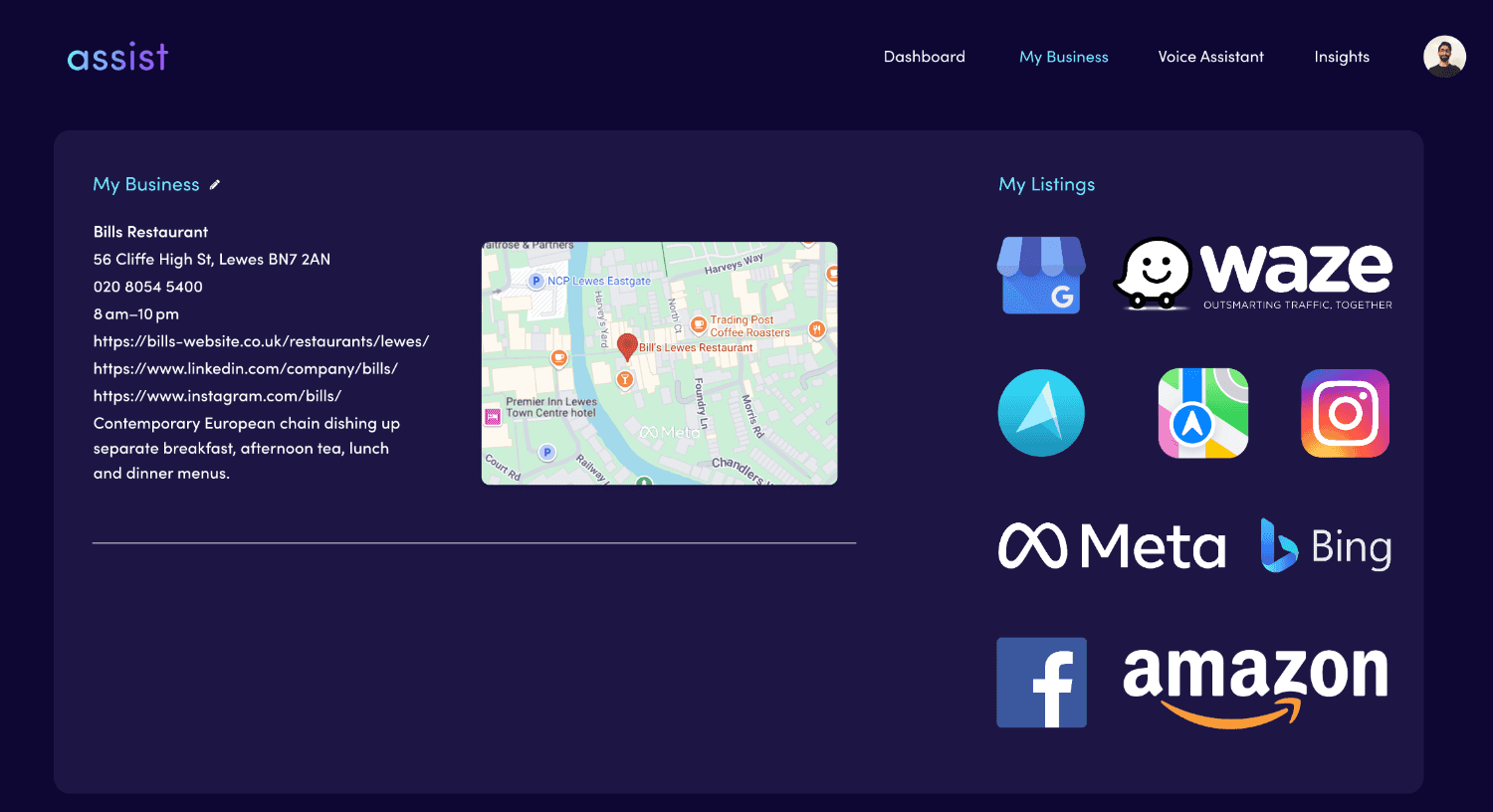 Assist listings dashboard