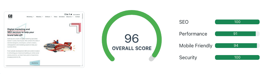 Website optimiser dashboard